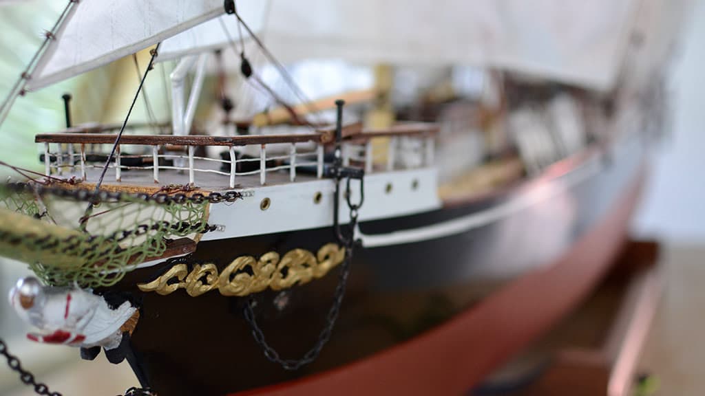 Modelbåd i udstillingen