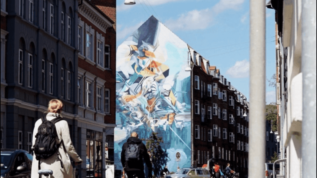 Street art "Out in the Open" - Oliver Vernon – Løkkegade 12