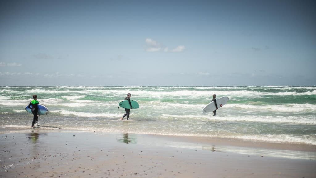 Surfere ved Blokhus strand
