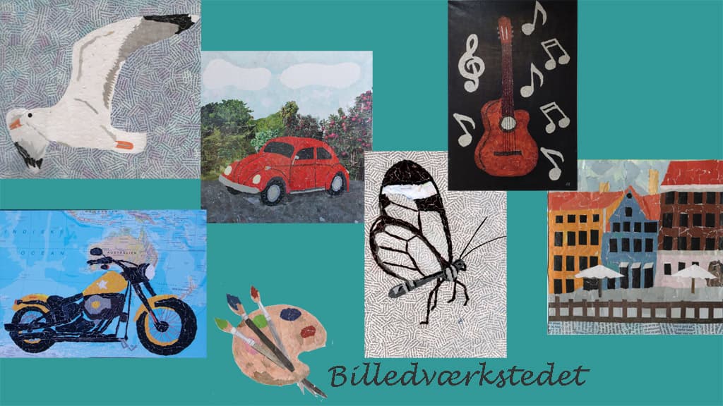 Smukke papircollager ved Ruth Søe i Sønderborg på øen Als